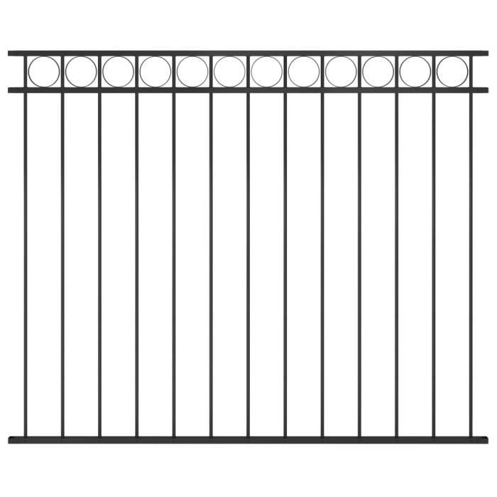 Panneau De Clôture Acier 1,7x1 M Noir - Design Avec Cercles, Résistant Aux Intempéries, Pour Jardin Et Terrasse - 9