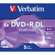 DVD+R Double couche VERBATIM - 8x - 8.5 Go - 240 minutes - Pack de 5-1