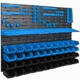 44 Boîtes Étagère murale système de rangement 115x78cm Porte-outils Boîtes empilables en bleu bacs a bec-1