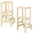 Chaise haute en bois massif SPRINGOS® pour jeunes enfants avec plate-forme réglable - Naturel - Mixte-1