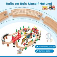 Circuit train en bois à batterie, rails, coffret de voitures pour enfants,  XL, 3,2 m
