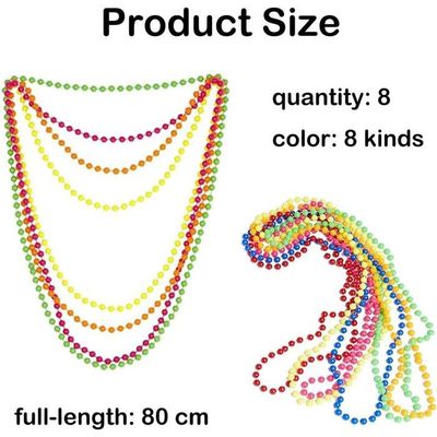 Colliers De Perles Fluo Des Années 80 Pour Femme - Lot De 8 - Accessoires De Déguisement - Jeux - Jouets