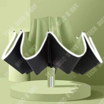 Parapluie Inversé Vinyle - Protection UV 50+ - Bande Réfléchissante Sécurité - Ø107cm - Noir