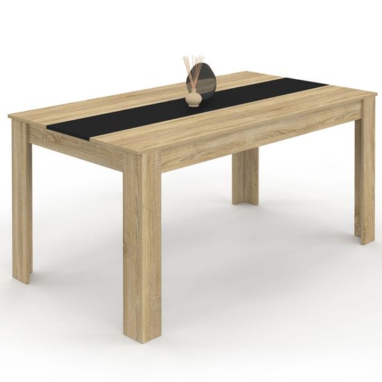 Table à Manger Rectangle Georgia 8 Personnes Blanche Et Noire 160x90 Cm - Design Moderne