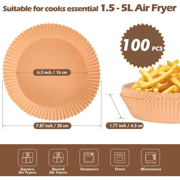 Air Fryer Feuilles de Papier 20cm, 100 Pièces Papier Cuisson Air Fryer  Carré Jetable, Air Fryer Papier Cuisson Liner - Cdiscount Au quotidien
