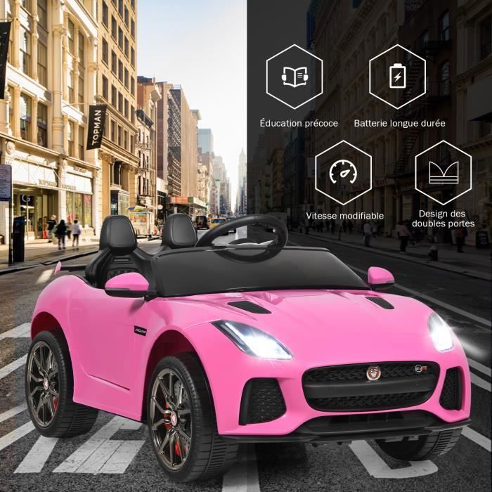 COSTWAY Jaguar Voiture Électrique 12V Enfants avec Télécommande 2,4G, Véhicule avec Sons & Musique, Suspension à Ressorts, Roues Antichocs, 2 Portes
