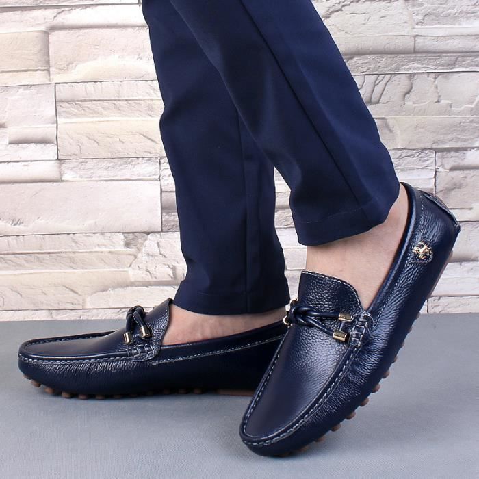 Mocassin Homme Mode Chaussures Masculines Respirante Chaussures 2021Nouveau Bleu