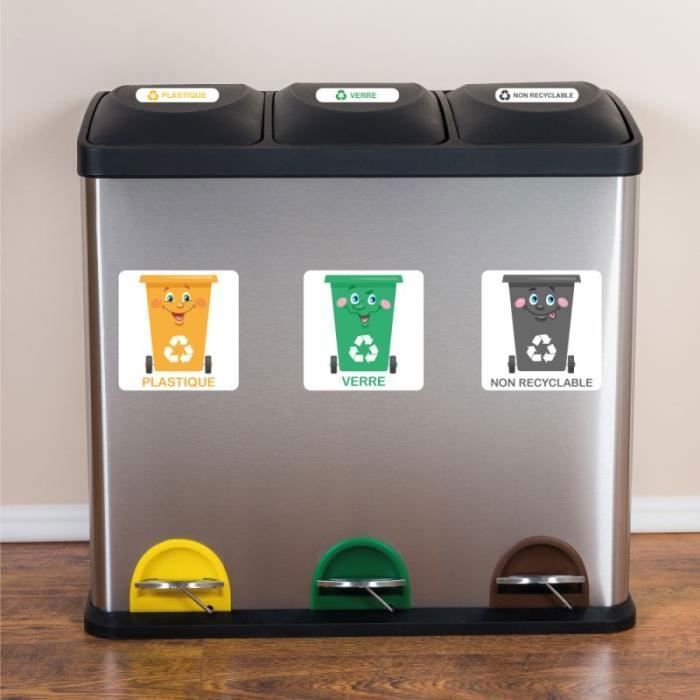 ETIQUETTES AUTOCOLLANTES TRI SÉLECTIF POUR POUBELLES (I0890) 150 x