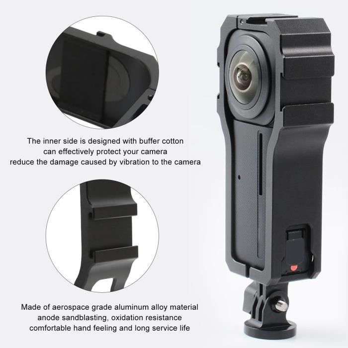 Boîtier Alu Pour Insta360 ONE RS 2,5cm – Protection Avec Griffe, Dissipation Thermique, Accès Batterie