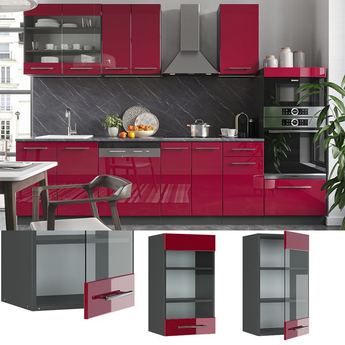 Elément haut de cuisine R-Line 60cm Rouge brillant Vicco - Maison
