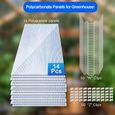 Faziango 14x Plaque de polycarbonate creuse 10,25m² 50x clips de vitrage serre de jardin clips de fixationCLOISON (PLAQUE DE-2
