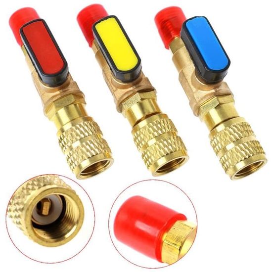 Tuyaux De Réfrigérant R410A Avec Robinets à Bille – 1,27 M Rouge/jaune/bleu – Pression 800 PSI – Pour Climatisation, CVC