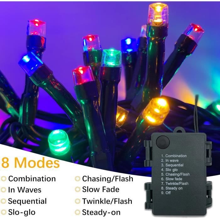 Guirlande Lumineuse Extérieure Intérieure 10M 100 LEDs - Lot De 2 Avec 8 Modes Minuterie Blanc Chaud