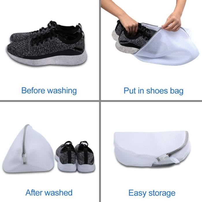 Sac De Lavage Pour Chaussures Machine à Laver - Maille Avec Fermeture Éclair - 39x19x19cm - Gris - 7