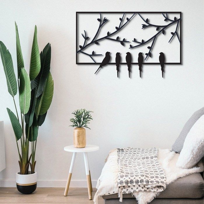 Dekadron Décoration murale en métal Motif oiseaux Art déco Standard