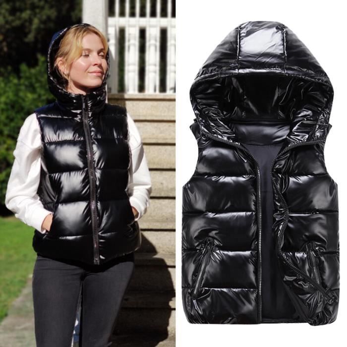 Gilet noir brillant femme online