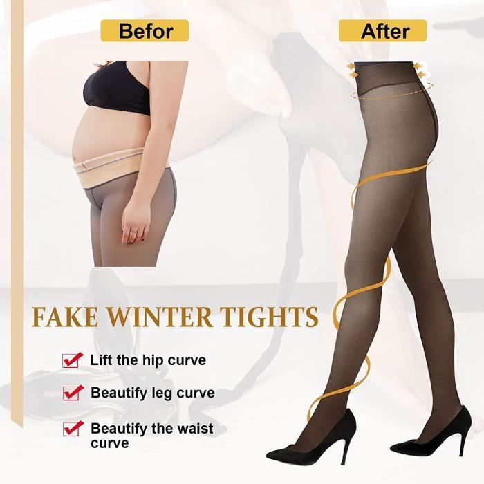Collants pour Femmes Grande Taille Collant en Polaires Chaud Faux