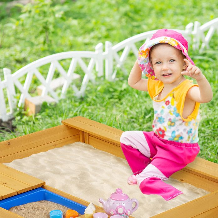 Bac à Sable En Bois Relaxdays Avec Bac à Eau - 125x120cm Avec Banc Et Rangements Pour Enfants