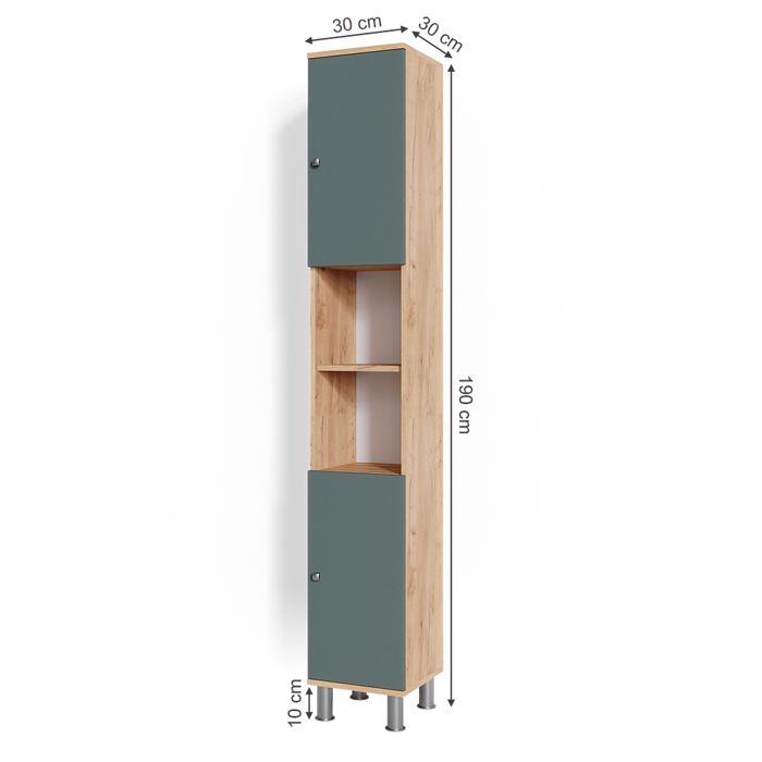 Vicco meuble de rangement de salle de bain Kate, Blanc/Chêne, 35 x 152 cm