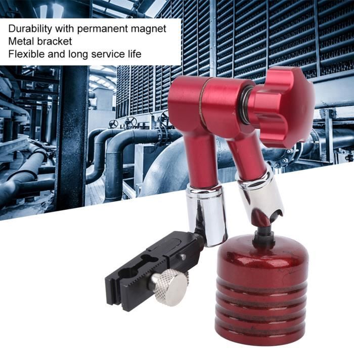 Support Jauge Support Magnétique Réglable Tiardey Pour Indicateur De Cadran - Base 45x30x36mm - Rouge Outil Mesure