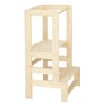 Chaise haute en bois massif SPRINGOS® pour jeunes enfants avec plate-forme réglable - Naturel - Mixte-3