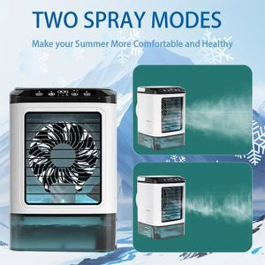 Climatiseur Portable Silencieux 4 en 1 - Ventilateur Brumisateur Eau, Mobile Sans Évacuation, Mini, Rechargeable - Clim Humidificateur Type-C Avec Minuterie (Blanc