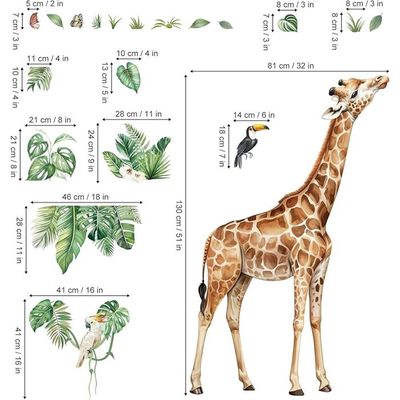 Stickers Déco Girafe Pour Mur - Lot De 2 Autocollants Grand Format, Thème Animaux