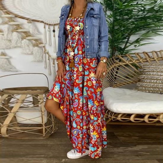 Robe longue bretelle bohème sales