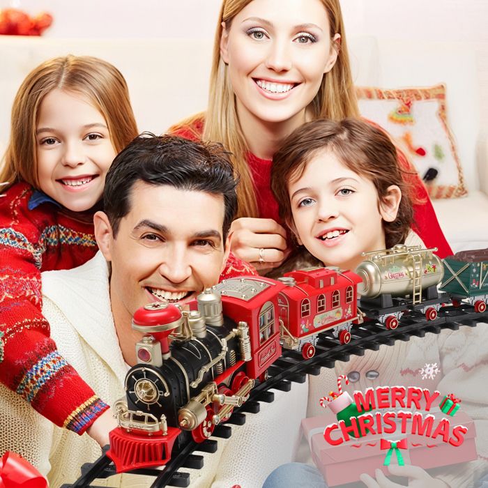 LTFIOON Train Electrique Enfant, Train De Noël Electrique Avec Fumée Magique Et Son Réaliste, Jouet Train électrique à Vapeur, Pour Enfants 3-12 Ans(Télécommandé