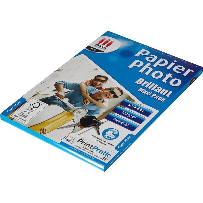 Papier Photo Brillant - Maxi Pack 50 Feuilles Papier Photo