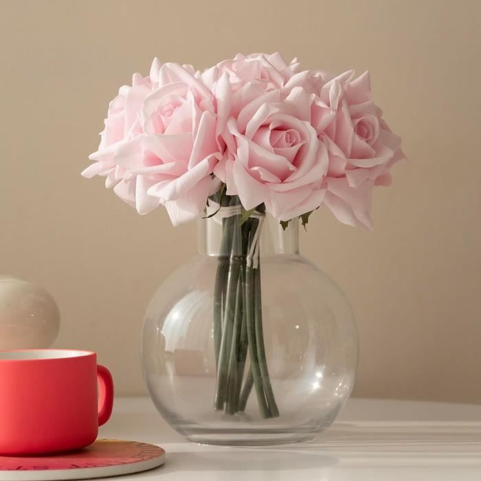 Tifuly Lot De 12 Roses Artificielles, Deco Fausses Fleurs En Soie Avec Tige Simple De 19,68