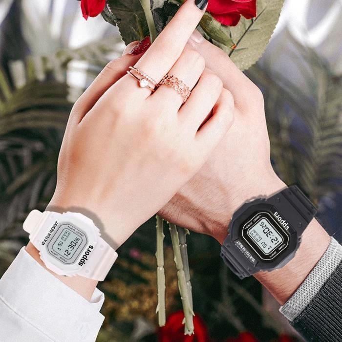 Montre bracelet lectronique tanche en caoutchouc pour femmes
