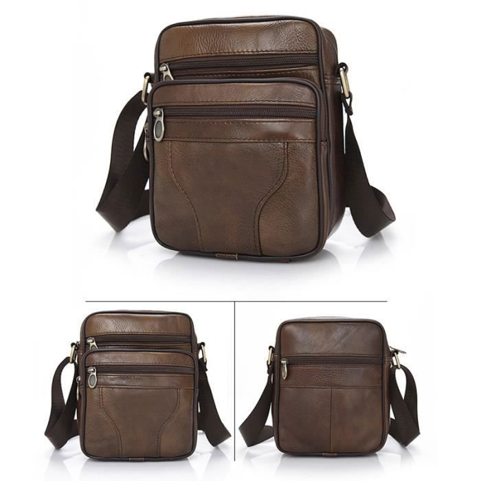 Sac Bandoulière Homme En Cuir PU Marron Foncé - Taille Moyenne - Affaires/Voyage - Neuf Avec Étiquettes