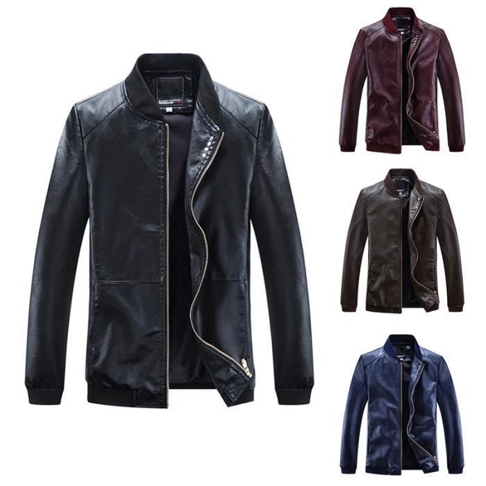 Blouson Homme en Cuir Mi saison Fashion Casual OEIN Noir Coupe normale Veste Cuir PU Confortable Noir Cdiscount Pret a Porter