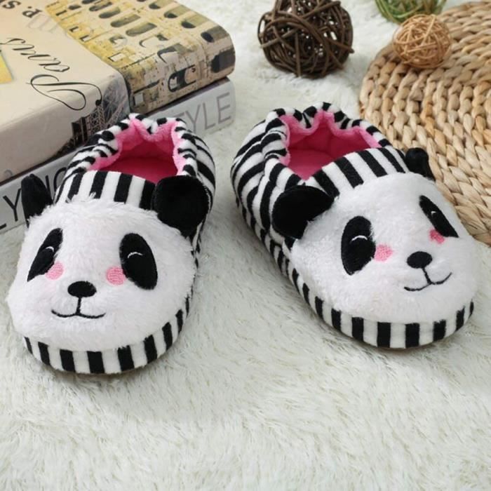 Chaussons de Maison Enfant Fille Gar on Peluche Panda Blanc 22 23