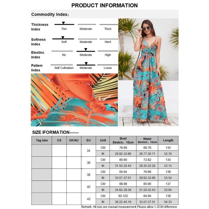 Générique Robe Courte Tropicale Femme Grande Taille Bretelles Fines Robes De Plage Boheme Chic Mini Robe Portefeuille Cache Coeur Col V Sans Manches Robes Dos Nu Palmier Imprimé Exotique (Orange, S