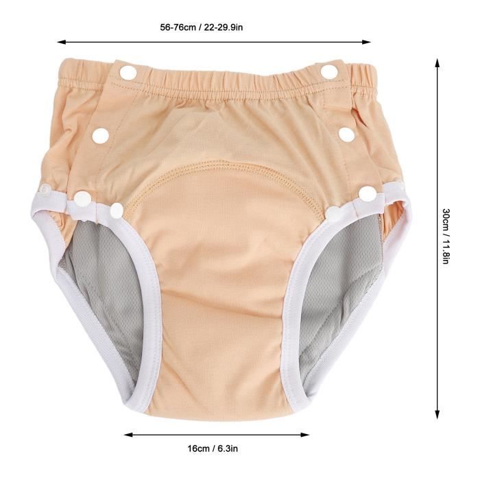 Couche en tissu pour adulte, imperméable, lavable, réutilisable, couches de poche, respirantes, absorbant l'humidité et gardant au sec, sans fuite latérale pour les personnes à mobilité réduite (violet