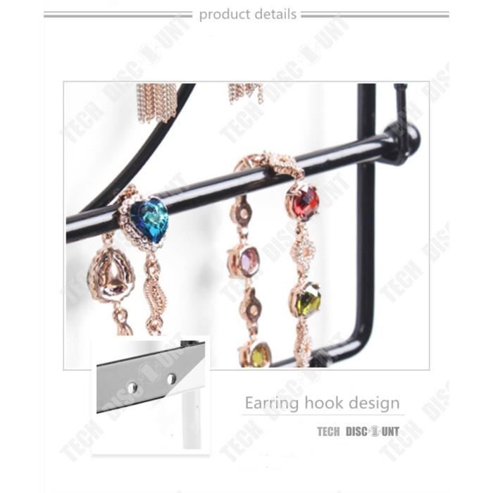 PRESENTOIR A BIJOUX Porte Bijoux 3 Tiers 72 Trous Rotatif Présentoir