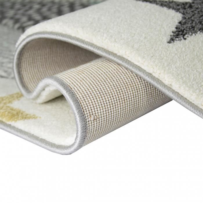 Tapis De Pépinière Pour Enfants Montagnes Crème Gris Bleu - 140x200 Cm, Doux Et Résistant