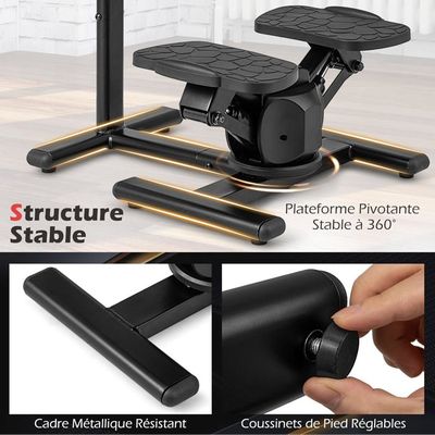 Stepper Fitness COSTWAY Con Rotazione 360° E Manubrio Regolabile – Display LCD, Idraulico Silenzioso | Per Casa, Ufficio E Palestra
