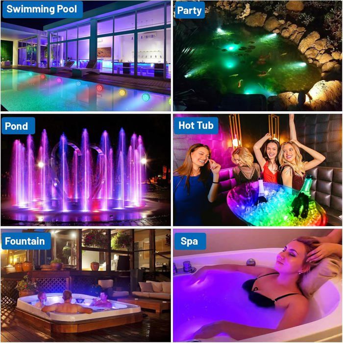 Lot de 2 lampes LED pour spa, bassin, aquarium et décoration de fêtes ...