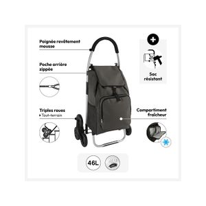 YFSMBD Chariot Courses 6 Roues Aluminium Avec Sac Imperméable - Monte Escalier 40L