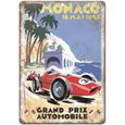 Monaco Grand Prix Automobile Vintage Plaque Affiche Étain Métal Mur Signe Rétro Décoration pour Bar Café Garage - 20x30cm[525]-0