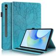 Coque pour Samsung Galaxy Tab S9 FE 10.9 Cuir PU Housse Étui de Protection [Sommeil/Réveil Automatique] Poche Case  , Turquoise-0