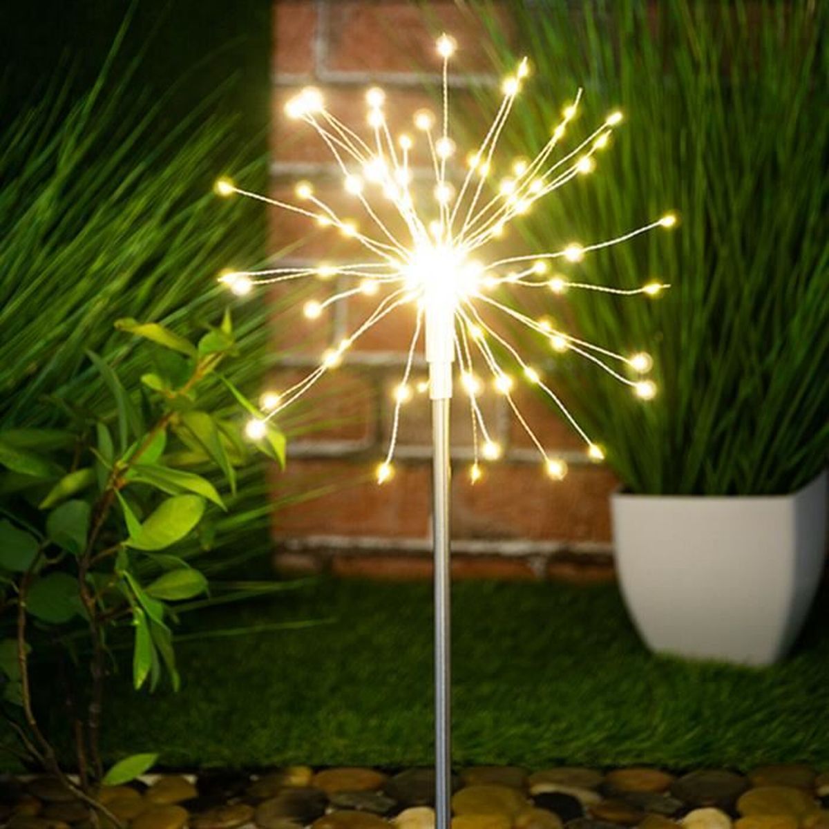 Solaire 120LED feu d'artifice Starburst Jeu Fée Lumières Extérieur Jardin Chemin Lampe UK 