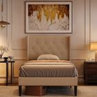 Bealife Structure de Lit - 90 x 200 cm - Lit Rembourré - Support de Lattes en Bois de Spin - Lit Simple - 20 cm de Rangement -