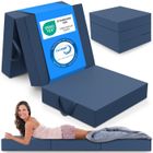 ELONEO Matelas Pliant 3 Parties, Mousse Épaisse 15 cm, Lavable, Pour Adulte, 75x195x15 cm, bleu