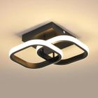 EIDISUNY Plafonnier LED Moderne 22W Lustre Acrylique carré 2 LED Lampe de Plafond pour Salle à Manger étude Cuisine Blanc Chaud 3000K - Noir