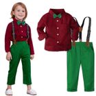 MINTGREEN Vêtement Bebe Garçon Noël Ensemble Enfant Automne et hiver Tenue Fete Ceremonie Chemises Haut et pantalons Rouge 12 Mois à 4 Ans