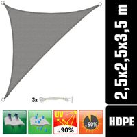 Voile d'ombrage UV 2,5x2,5x3,5 HDPE Triangle Protection Solaire Toile gris
